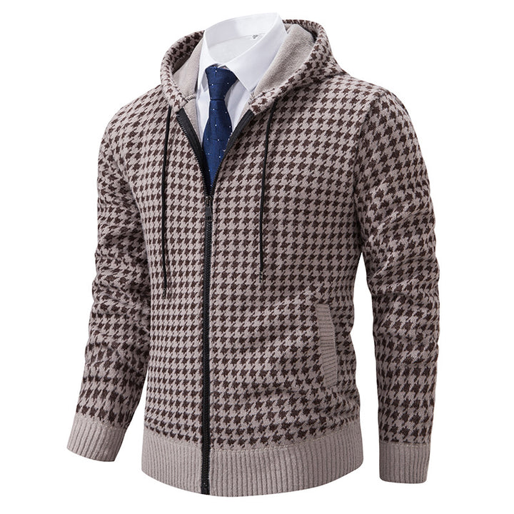 Herren elegante und bequeme Strickjacke mit Kapuze Drune