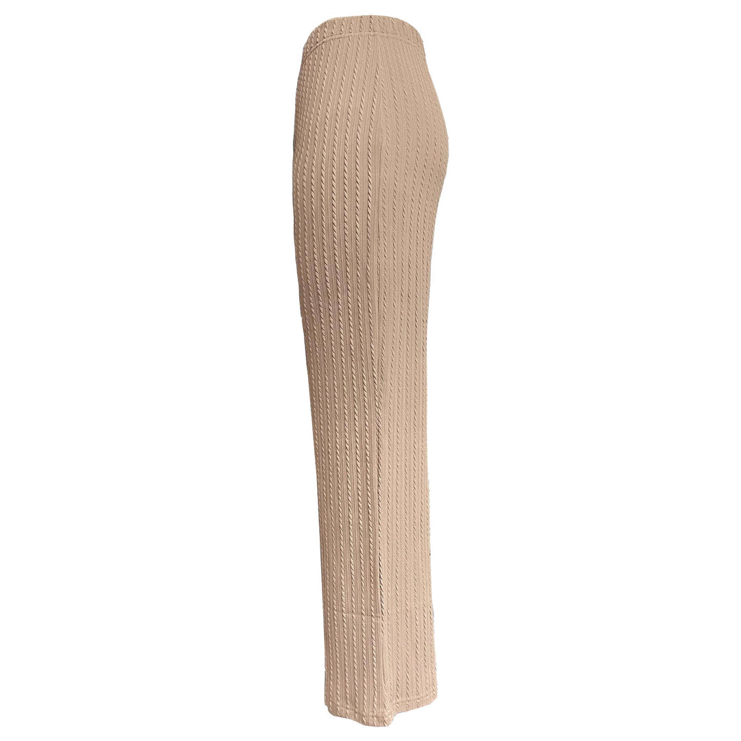 Damen weite Rippstrick-Hose mit hohem Bund und seitlichen Eingrifftaschen Drune