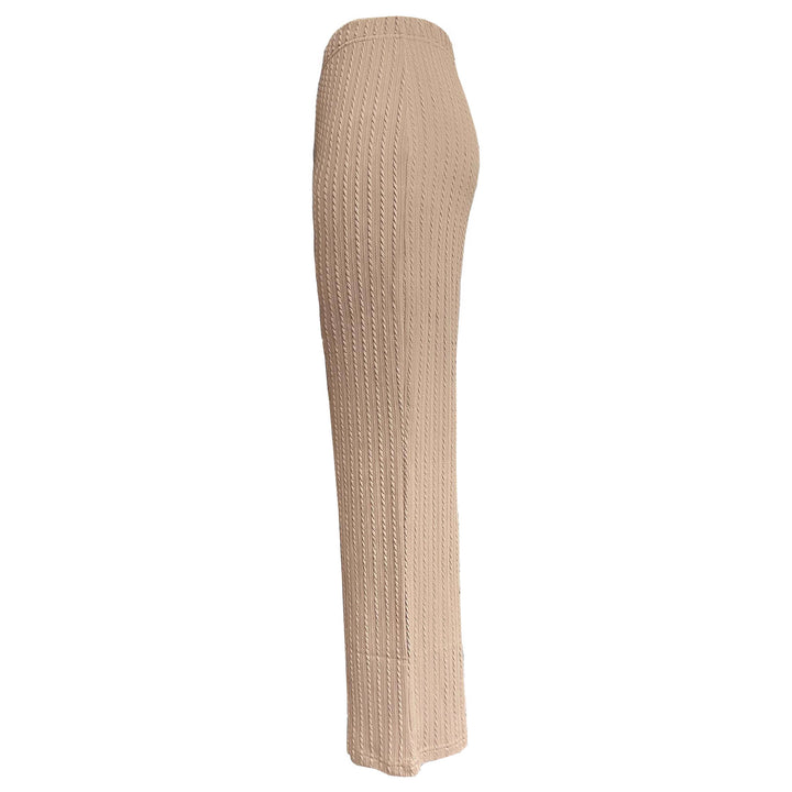 Damen weite Rippstrick-Hose mit hohem Bund und seitlichen Eingrifftaschen Drune