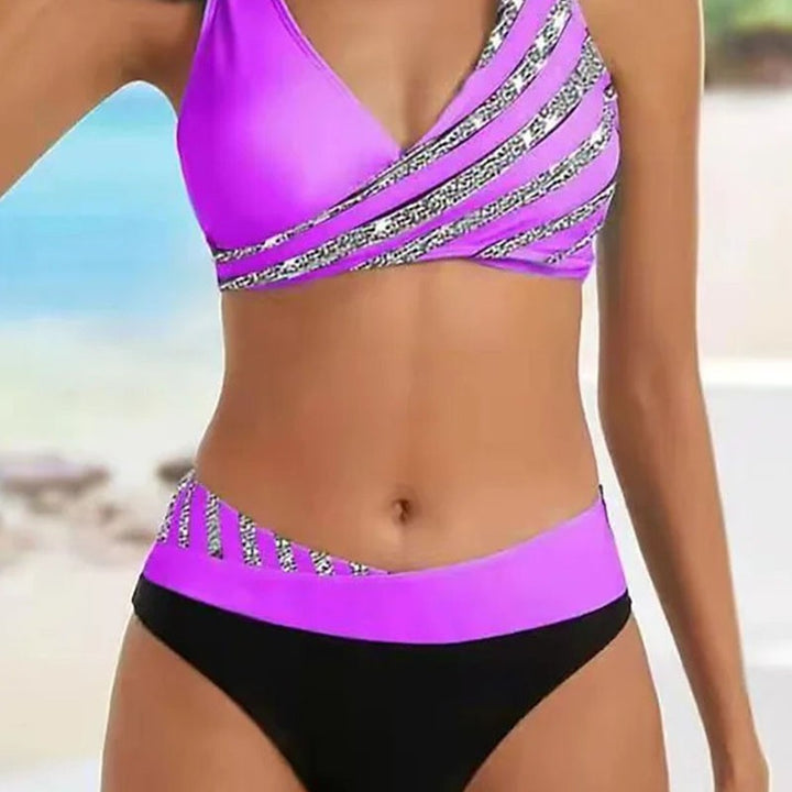 Damen Bikini-Set mit asymmetrischem Oberteil und modernem Wickeldesign Drune