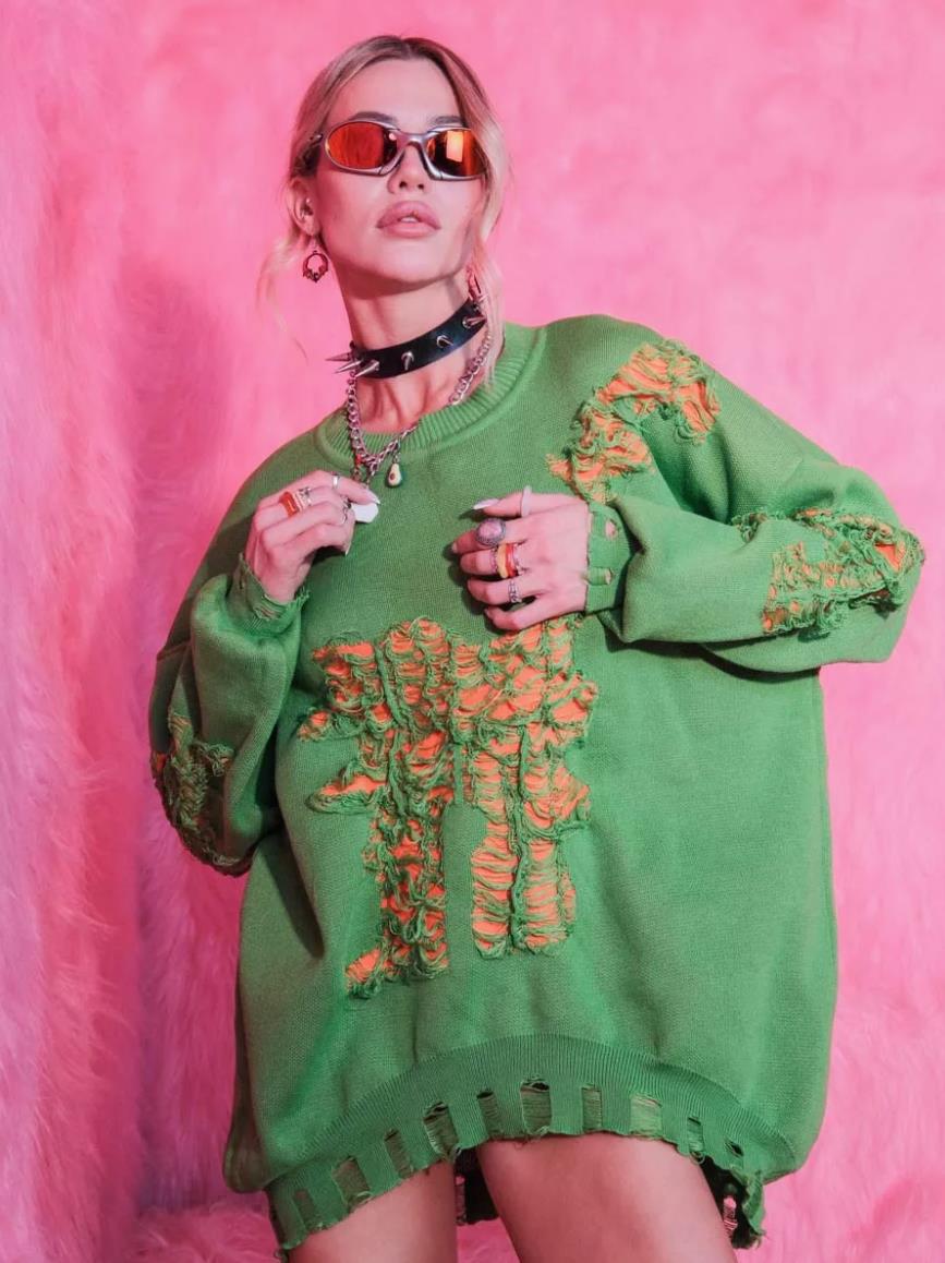 Damen Oversized Pullover mit kreativem Strukturdesign und einzigartigen Details Drune