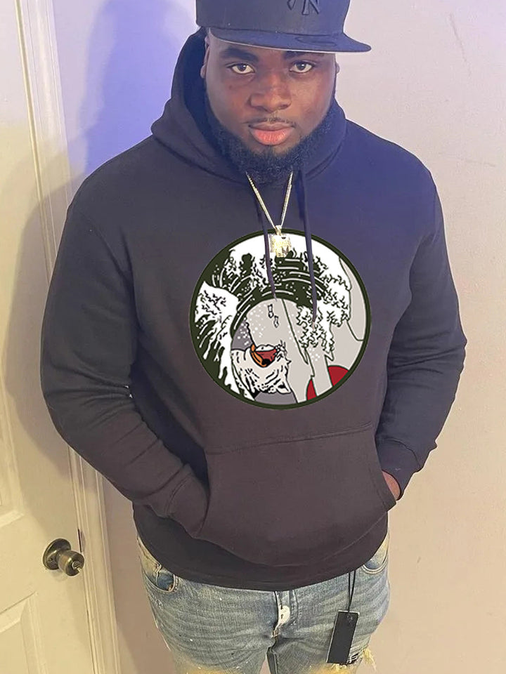 Herren Kapuzenpullover mit kreativer Welle Grafik Drune
