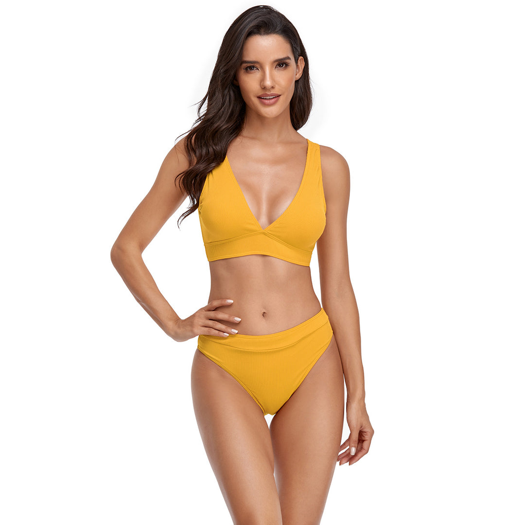 Damen Triangel-Bikini-Set mit modischem Schnitt und hohem Bund Drune