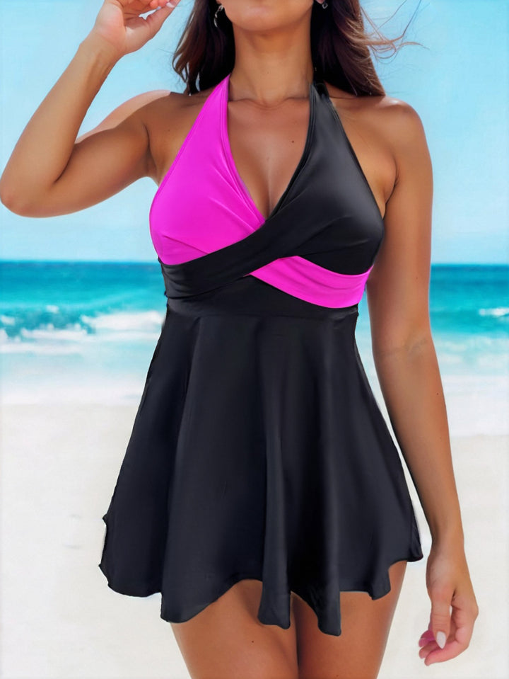 Damen Badekleid mit modischem Wickeldesign und figurformender Silhouette Drune