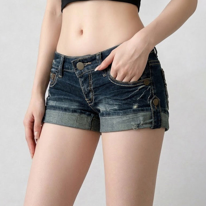 Damen Denim Shorts mit modischen Knopfdetails und lässigem Design Drune