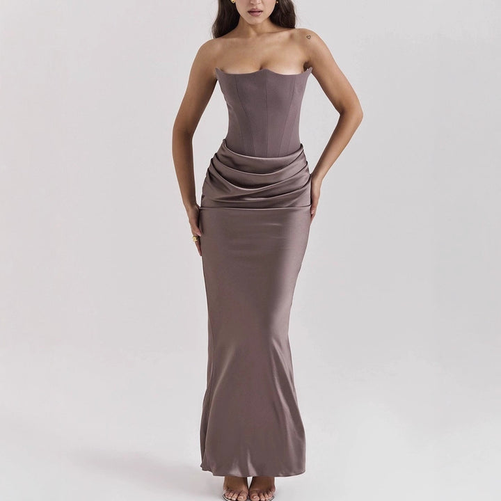 Damen Figurumspielendes Maxikleid mit raffinierter Raffung Drune