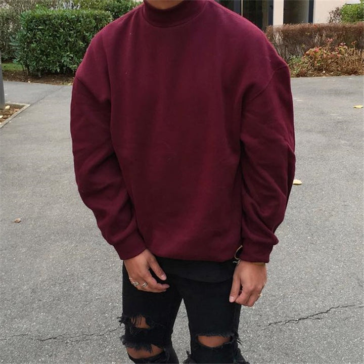 Herren Oversized Pullover mit Stehkragen und weichem Innenfutter Drune