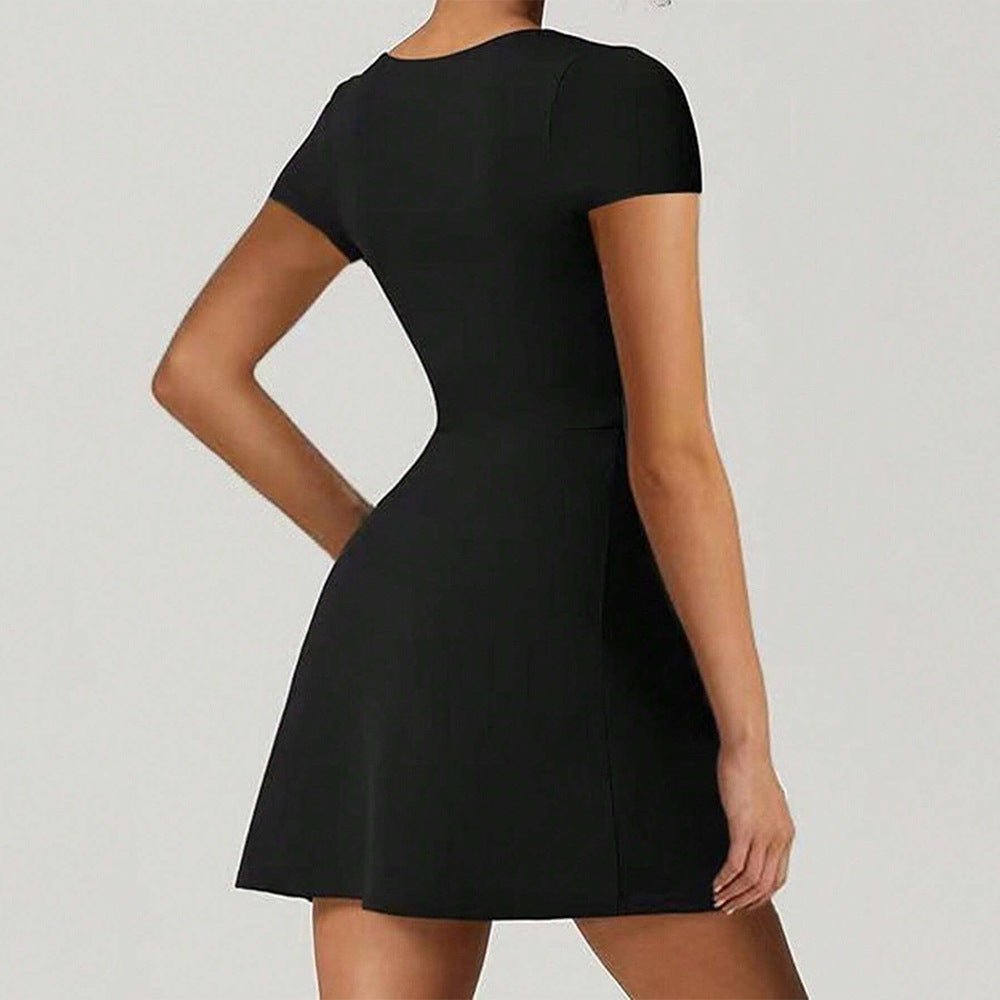 Damen Elegantes Minikleid mit quadratischem Ausschnitt und figurbetontem Schnitt Drune