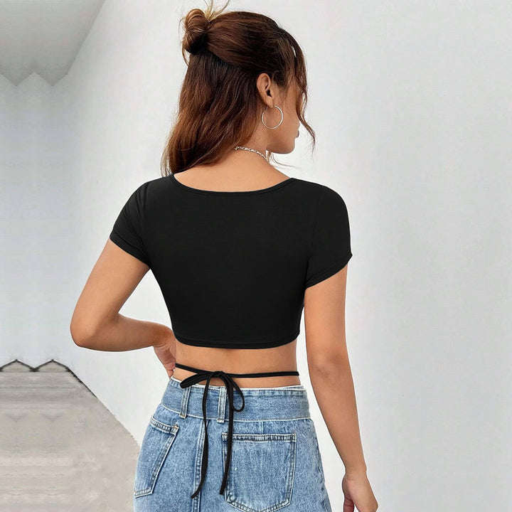 Damen figurbetontes Crop-Top mit modischen Cut-Out-Details Drune