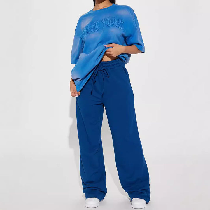 Damen weite Sweatpants mit elastischem Bund und Kordelzug Drune