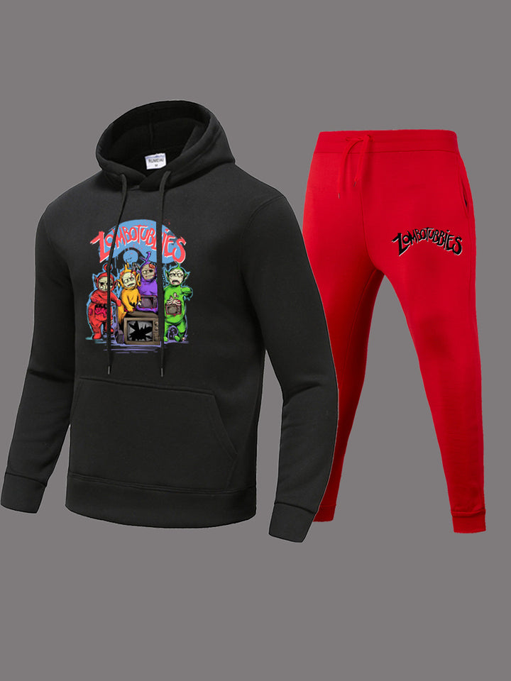 Damen Hoodie- und Jogginghose-Set mit farbenfrohem Comicdruck Drune