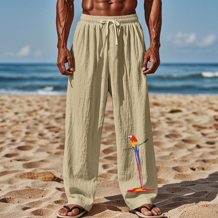 Herren Strandhose aus leichtem, atmungsaktivem Gewebe mit buntem Print Drune