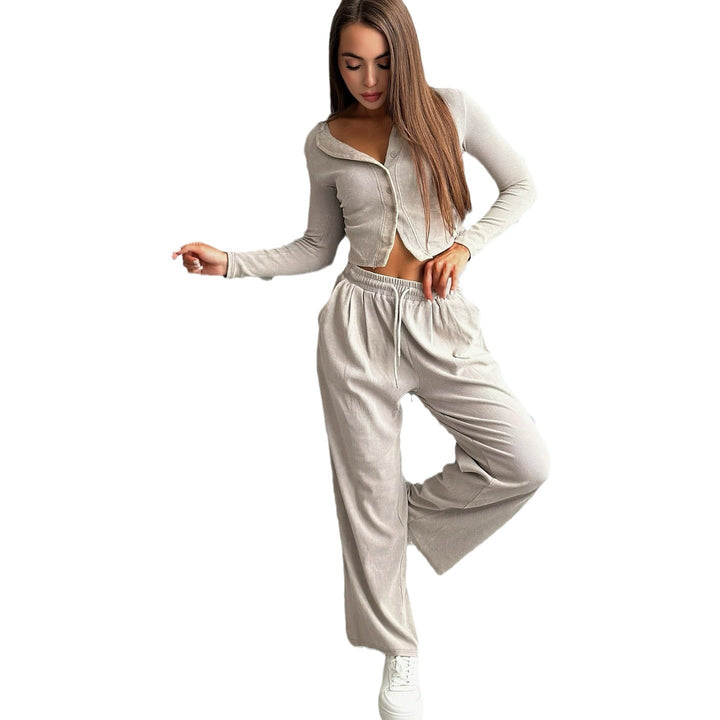 Damen Sportliches Freizeit-Set mit cropped Jacke und weiter Hose Drune