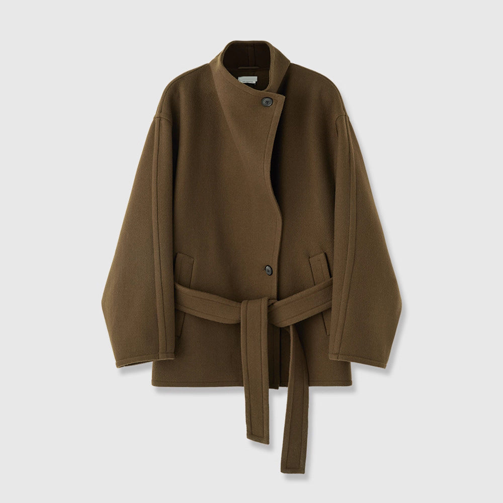 Damen eleganter Oversized-Mantel mit Bindegürtel Drune