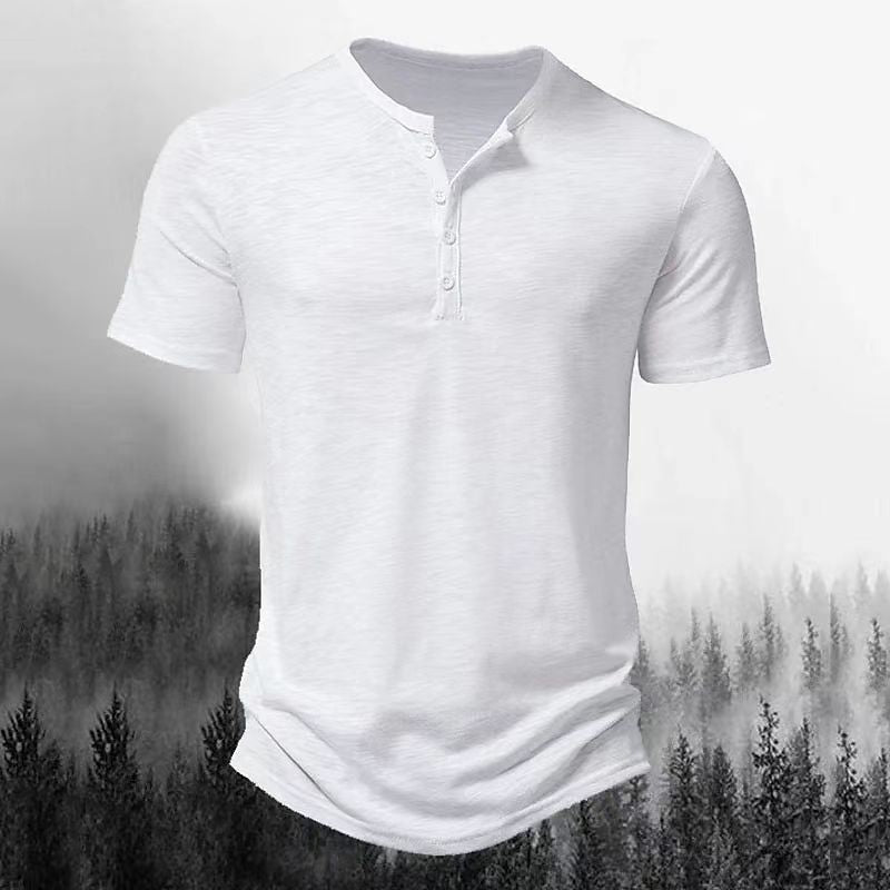 Herren Freizeit Kurzarm Henley Shirt mit Knopfleiste Drune
