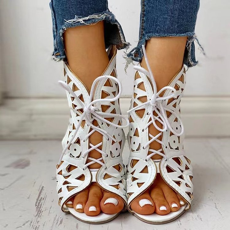 Damen Schnürsandalen mit luftiger Cut-Out-Optik und rutschfester Sohle Drune
