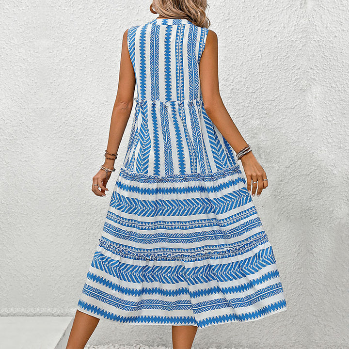 Damen Maxikleid mit floralen Mustern und praktischen Taschen Drune