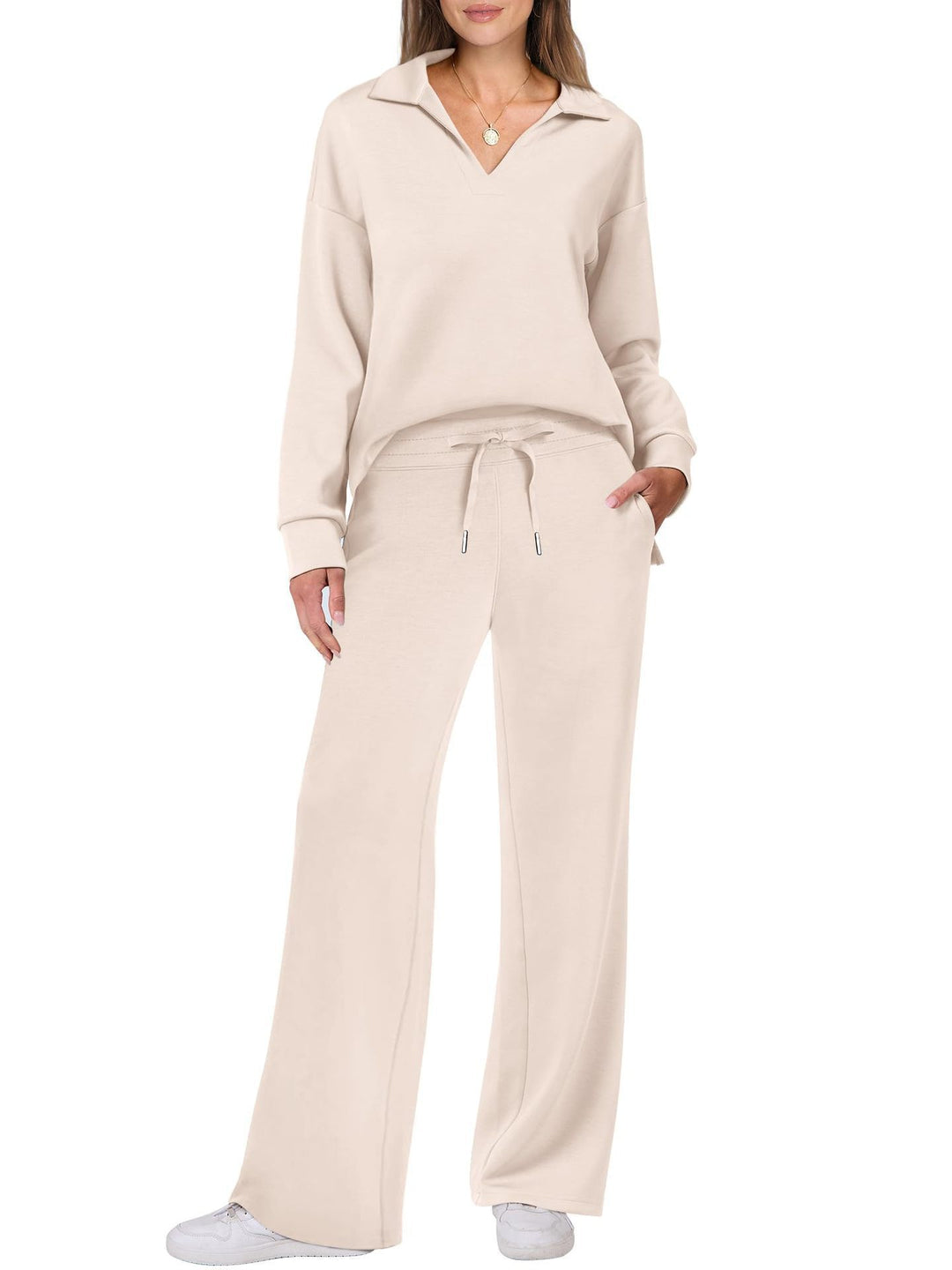 Damen lässiges Set aus oversized Pullover und weitem Jogginghose Drune