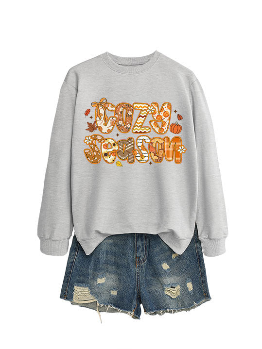 Damen Sweatshirt mit kreativem Herbstdesign und lässigem Schnitt Drune