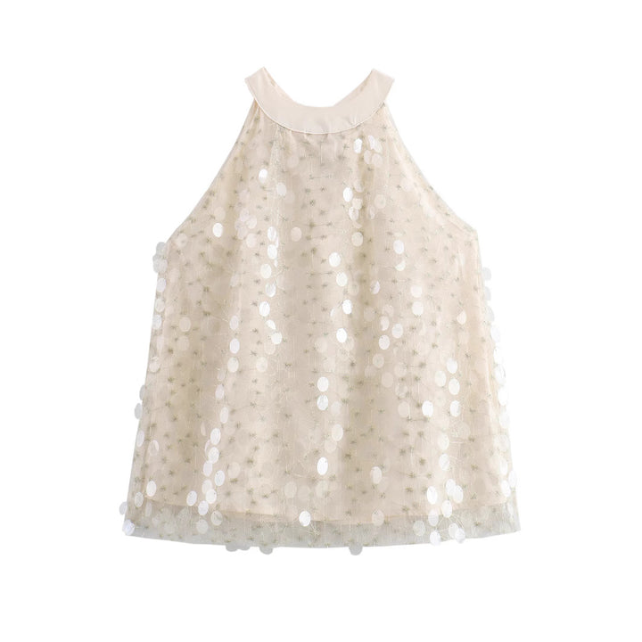Damen Elegantes Pailletten-Verziertes Ärmelloses Top Drune
