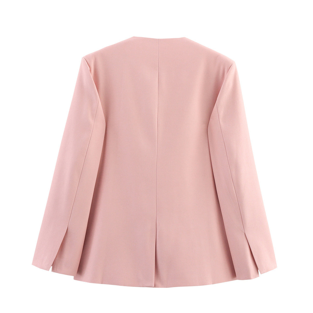 Damen Eleganter Oversized Blazer mit V-Ausschnitt und Taschen Drune