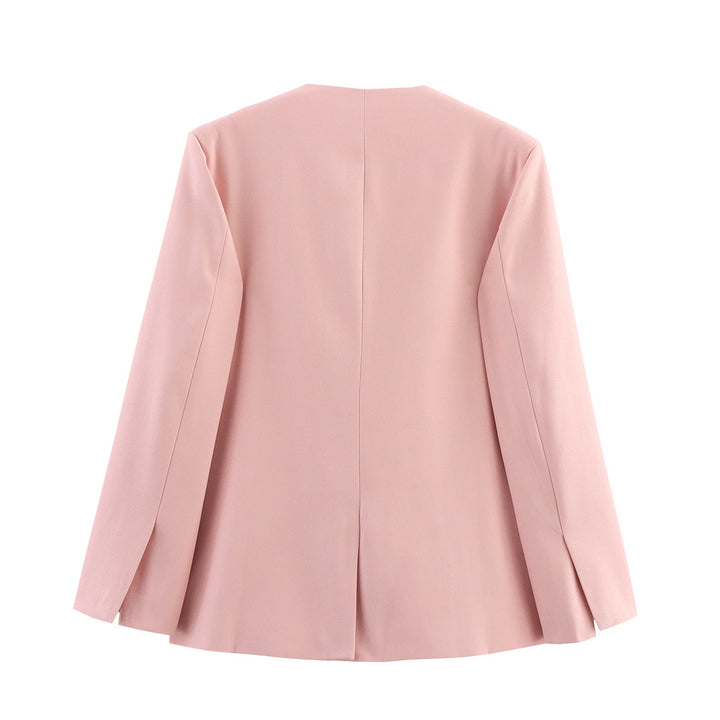 Damen Eleganter Oversized Blazer mit V-Ausschnitt und Taschen Drune