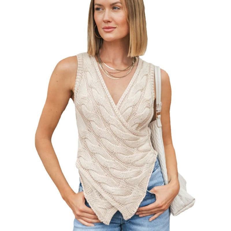 Damen Strickoberteil mit modernem Zopfmuster und asymmetrischem Saum Drune
