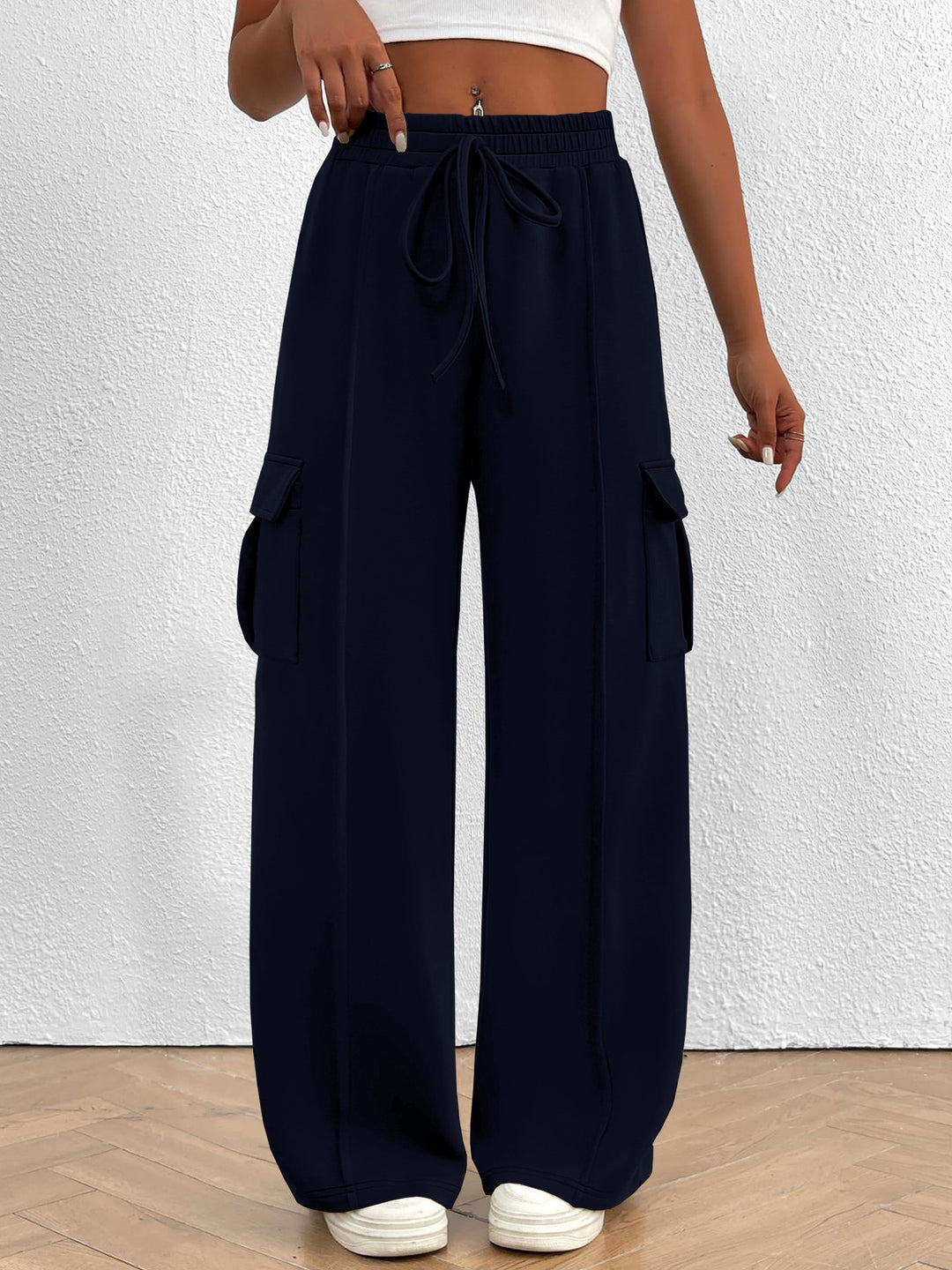 Damen Cargo-Hose im lässigen Relaxed Fit mit elastischem Bund und praktischen Taschen Drune