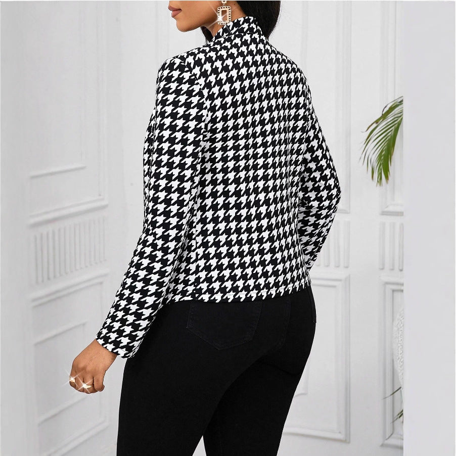 Damen modische Blazerjacke im Hahnentritt-Muster Drune