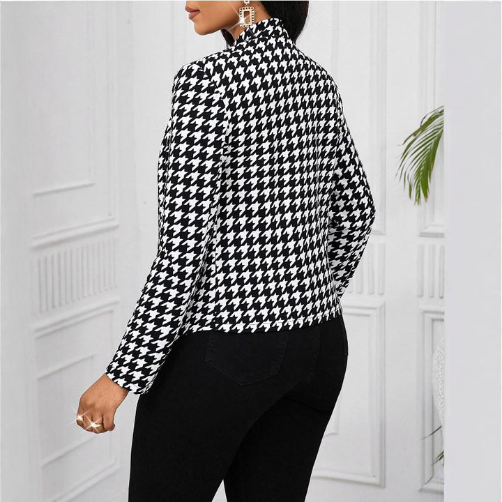 Damen modische Blazerjacke im Hahnentritt-Muster Drune