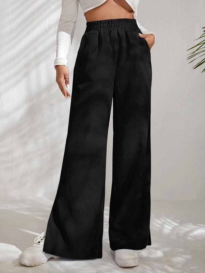 Damen Weite Plissierte Hose mit elastischem Bund und praktischen Taschen Drune