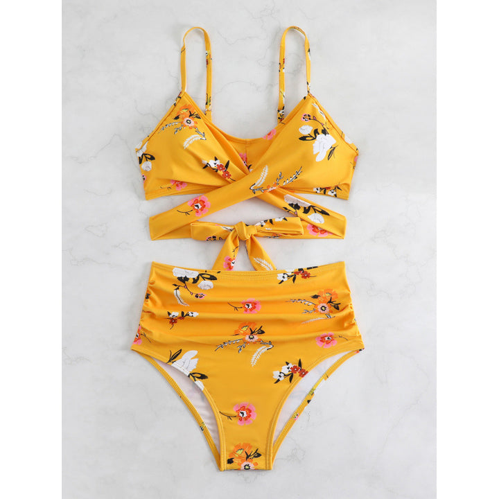 Damen Bikiniset mit hohem Bund und geknotetem Oberteil Drune