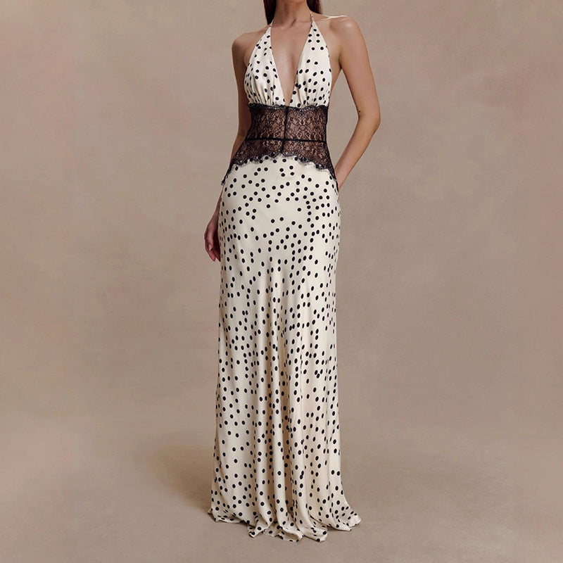 Damen Elegantes Abendkleid mit Spitzeneinsatz Drune