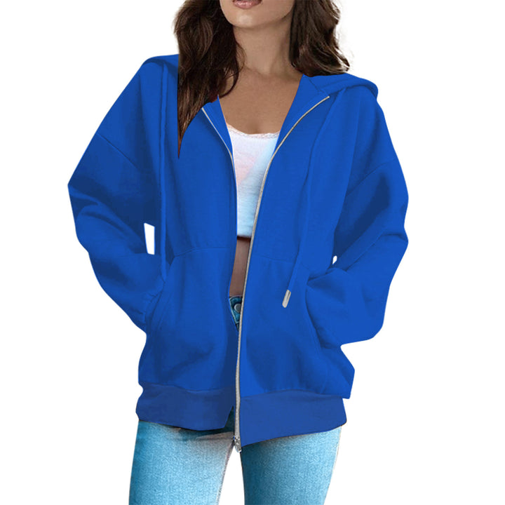 Damen Oversized Kapuzenjacke mit durchgehendem Reißverschluss und praktischen Taschen Drune