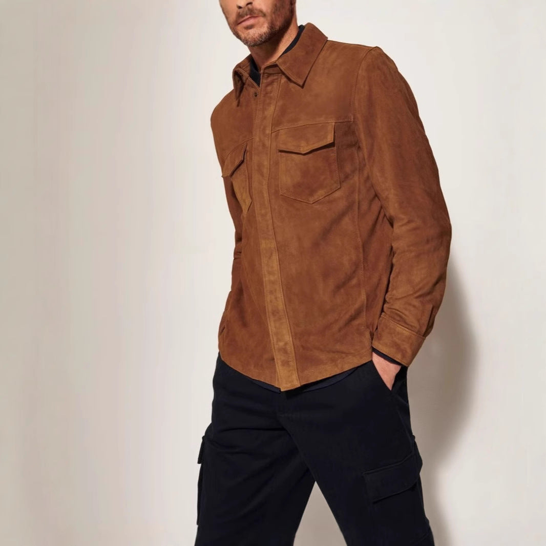Herren Suede Jacke mit zwei aufgesetzten Taschen und modernem Schnitt Drune