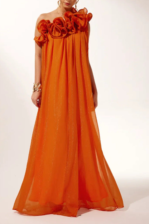 Damen Maxikleid mit innovativem Rüschendesign Drune