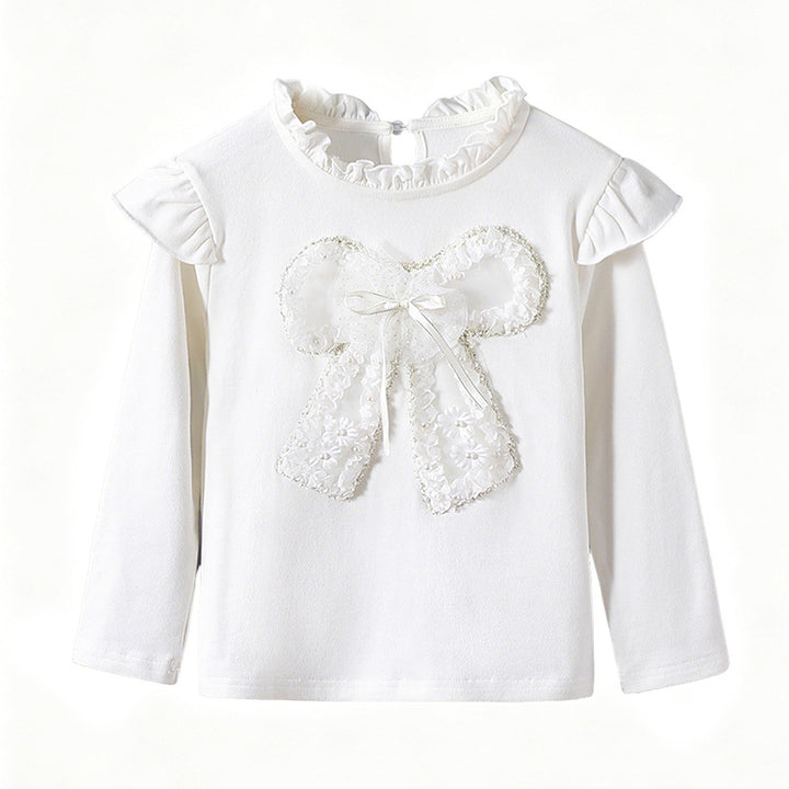 Mädchen Langarmshirt mit romantischem Rüschendesign und dekorativem Schleifenmotiv Drune