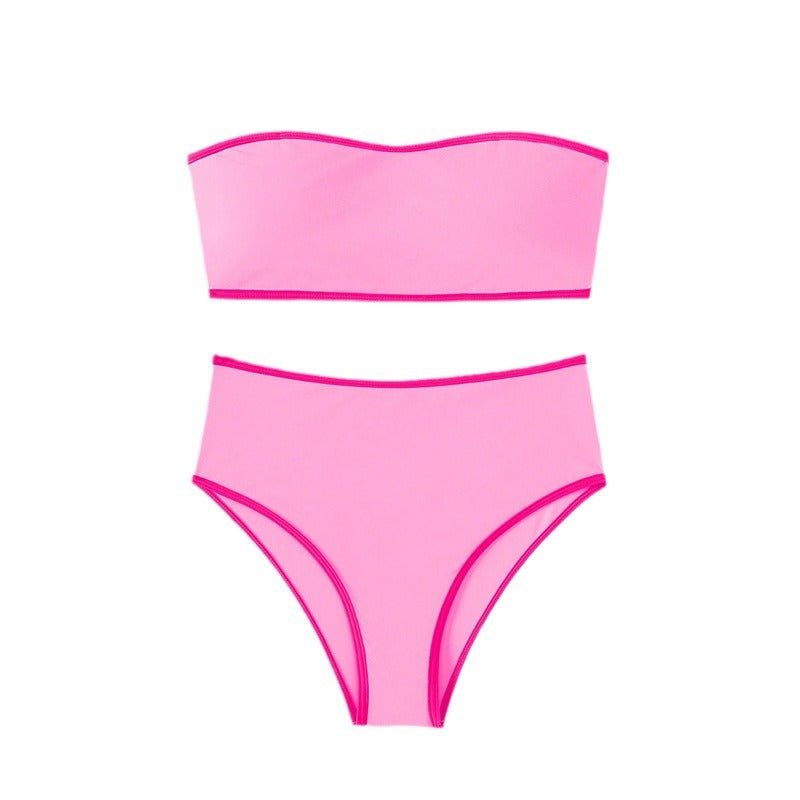 Damen Bandeau-Bikini mit hohem Bund und eleganten Akzenten Drune