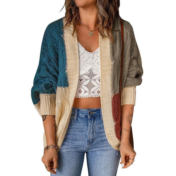 Damen Stilvoller Strickcardigan mit lockerer Passform und Farbblockdesign Drune