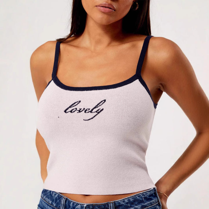 Damen Figurbetontes Crop-Top mit edlem Schriftzug Drune