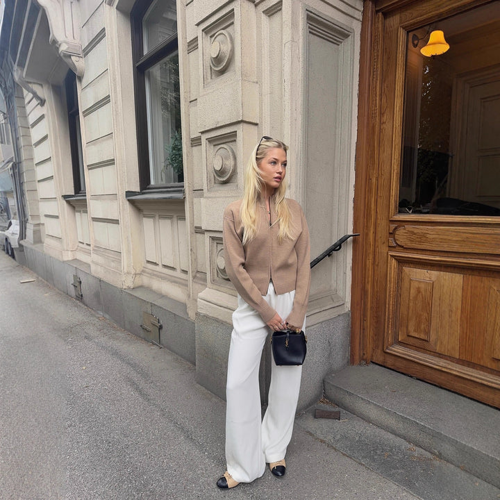 Damen Elegante Strickjacke mit durchgehendem Reißverschluss Drune
