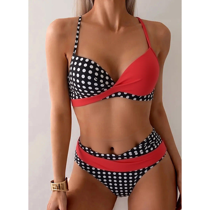 Damen Bikini Set mit verstellbaren Trägern und trendigem Pünktchenmuster Drune