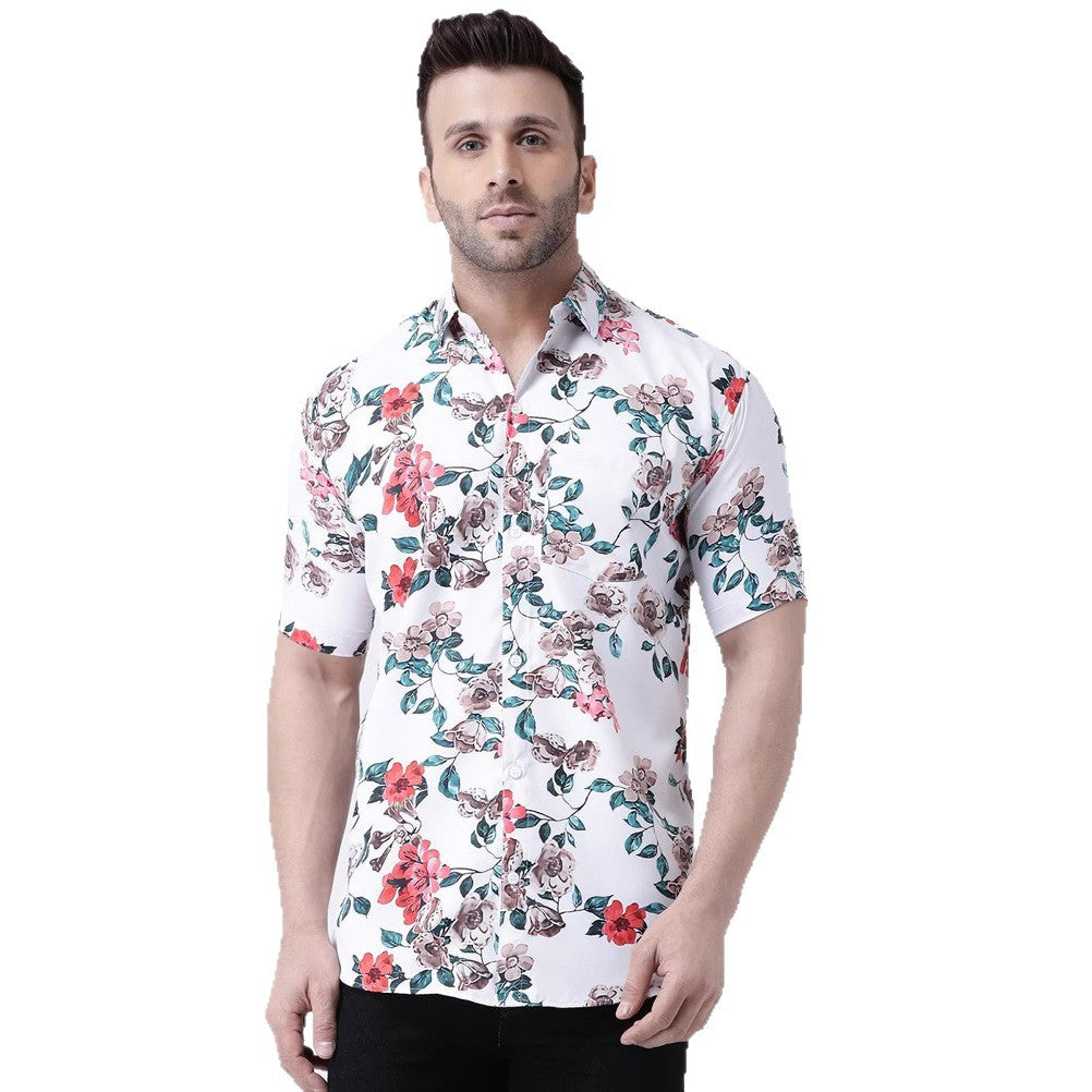 Herren blumiges Kurzarmhemd mit modernem Schnitt Drune