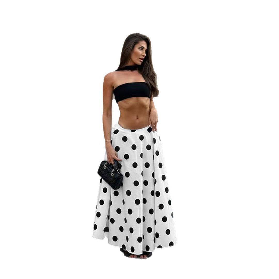 Damen Maxirock mit auffälligem Polkadot-Muster und voluminösem Schnitt Drune