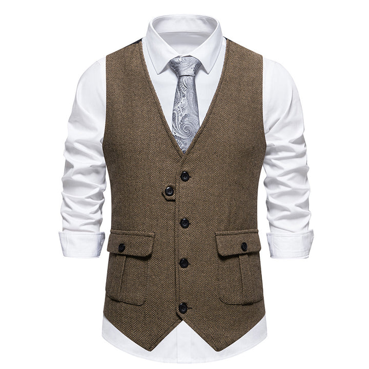 Herren elegante Weste im strukturierten Hahnentrittdesign Drune