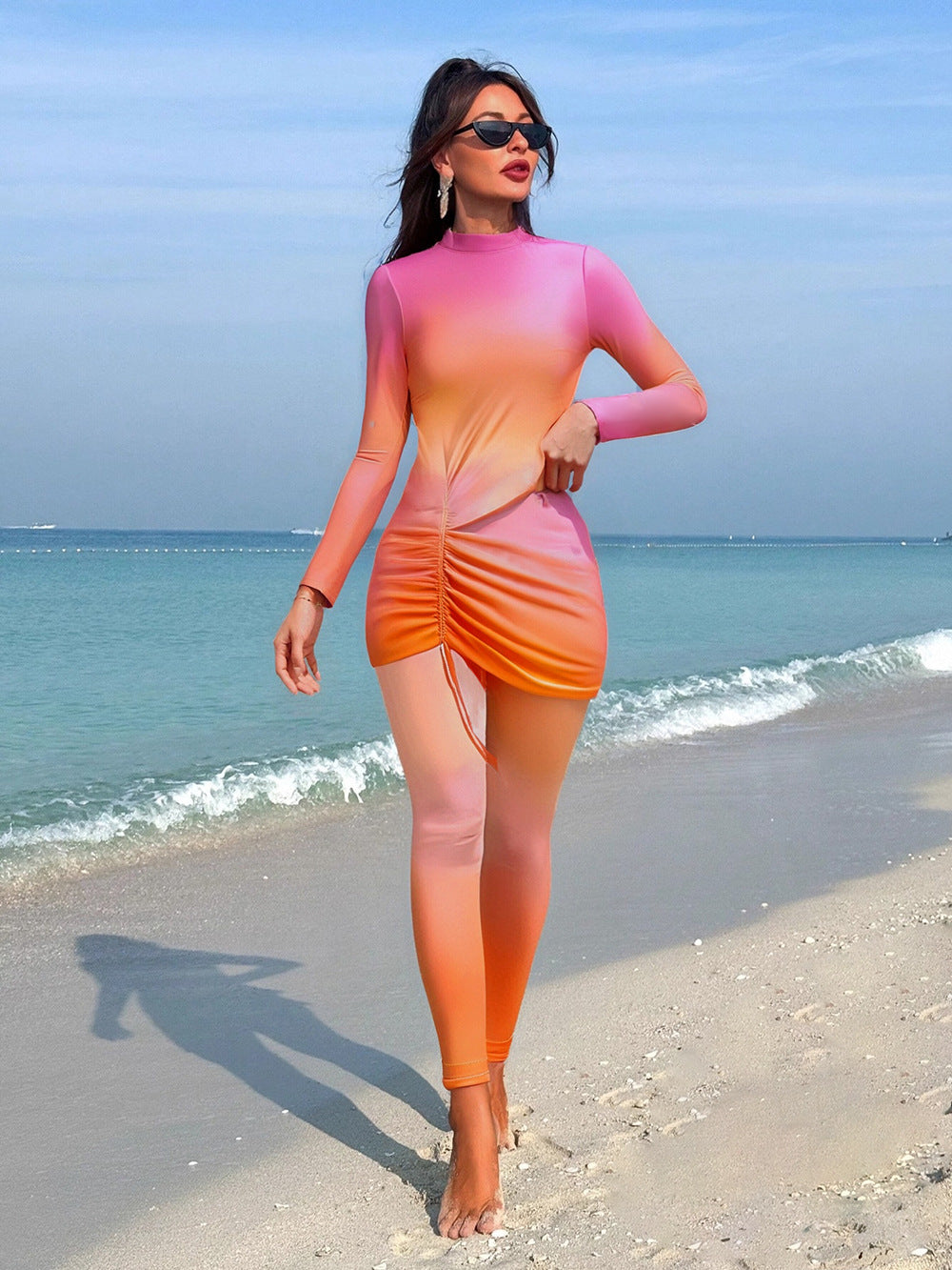 Damen sportlicher Badeanzug mit asymmetrischem Rock Drune