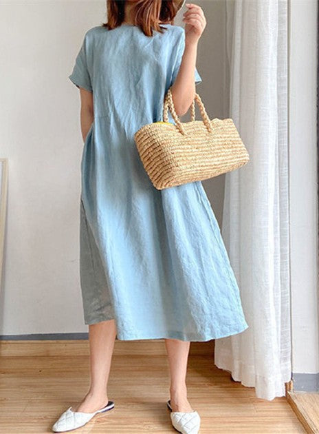 Damen Leichtes und vielseitiges Sommerkleid mit Taschen Drune