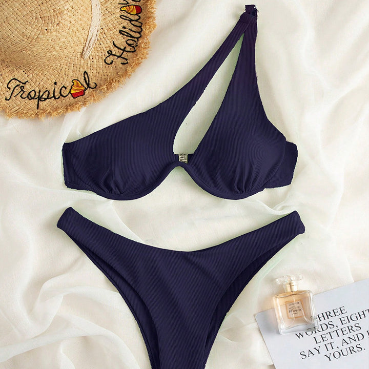 Damen Triangel-Bikini mit asymmetrischem Schnitt und elastischen Trägern Drune