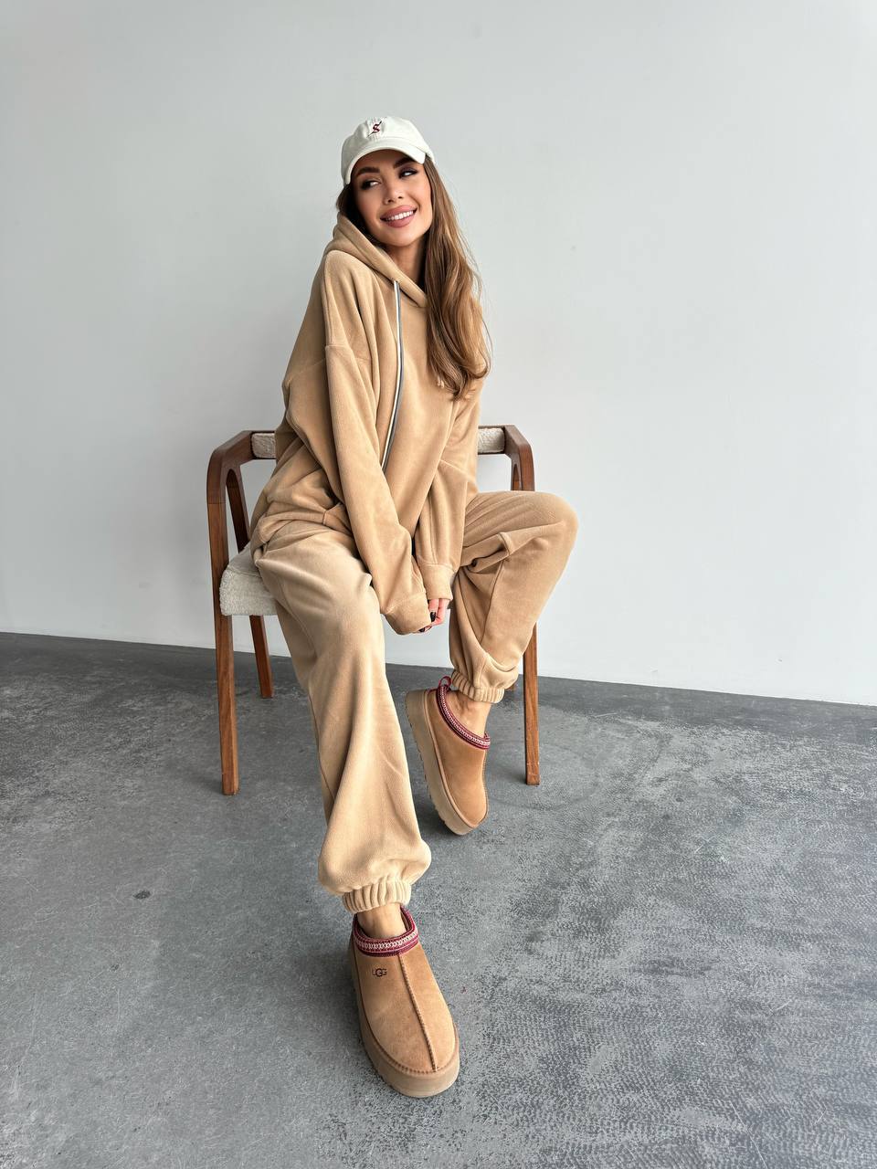 Damen Fleece-Lounge-Hose und Kapuzenpullover Set Drune
