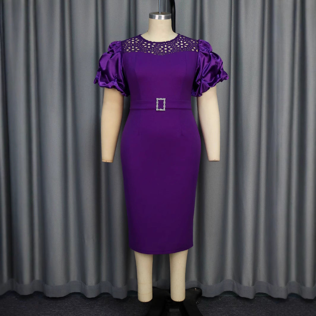 Damen Figurbetontes Cocktailkleid mit kreativem Rüschendesign und dekorativem Taillengürtel Drune